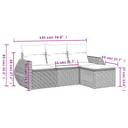 4-teiliges Gartensofa-Set mit Kissen, schwarzes Polyrattan