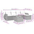 6-tlg. Garten-Sofagarnitur mit Kissen Schwarz Poly Rattan