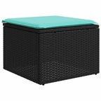 6-teiliges Gartensofa-Set mit Kissen, schwarzes Polyrattan