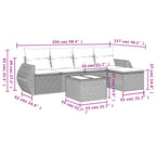 6-tlg. Garten-Sofagarnitur mit Kissen Grau Poly Rattan