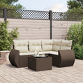 5-tlg. Garten-Sofagarnitur mit Kissen Braun Poly Rattan