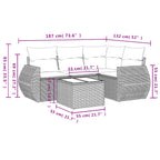 5-teiliges Gartensofa-Set mit Kissen, braun, Polyrattan