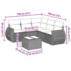 6-tlg. Garten-Sofagarnitur mit Kissen Hellgrau Poly Rattan