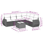 7-teiliges Gartensofa-Set mit Kissen, braun, Polyrattan