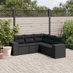 5-tlg. Garten-Sofagarnitur mit Kissen Schwarz Poly Rattan