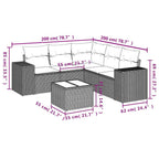 6-tlg. Garten-Sofagarnitur mit Kissen Schwarz Poly Rattan