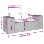 6-teiliges Gartensofa-Set mit Kissen, schwarzes Polyrattan