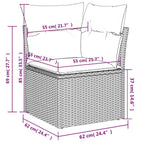 6-tlg. Garten-Sofagarnitur mit Kissen Grau Poly Rattan