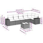 7-tlg. Garten-Sofagarnitur mit Kissen Schwarz Poly Rattan
