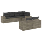 7-tlg. Garten-Sofagarnitur mit Kissen Grau Poly Rattan