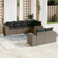 7-tlg. Garten-Sofagarnitur mit Kissen Grau Poly Rattan
