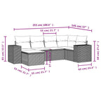 6-tlg. Garten-Sofagarnitur mit Kissen Braun Poly Rattan