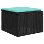 7-teiliges Gartensofa-Set mit Kissen, schwarzes Polyrattan