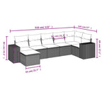 7-tlg. Garten-Sofagarnitur mit Kissen Grau Poly Rattan