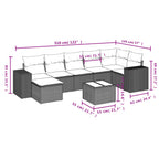 8-teiliges Gartensofa-Set mit Kissen, braun, Polyrattan