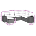 7-tlg. Garten-Sofagarnitur mit Kissen Braun Poly Rattan