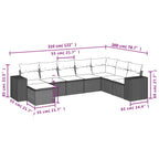 8-tlg. Garten-Sofagarnitur mit Kissen Braun Poly Rattan