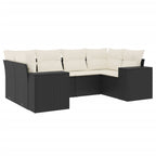 6-tlg. Garten-Sofagarnitur mit Kissen Schwarz Poly Rattan