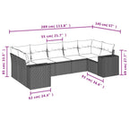 7-teiliges Gartensofa-Set mit Kissen, braun, Polyrattan