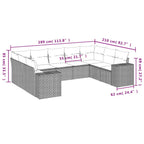 9-tlg. Garten-Sofagarnitur mit Kissen Schwarz Poly Rattan