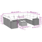 10-teiliges Gartensofa-Set mit Kissen, braun, Polyrattan