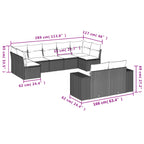 9-teiliges Gartensofa-Set mit Kissen, braun, Polyrattan