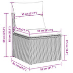 10-tlg. Garten-Sofagarnitur mit Kissen Hellgrau Poly Rattan