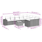 10-teiliges Gartensofa-Set mit Kissen, braun, Polyrattan