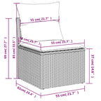 10-teiliges Gartensofa-Set mit Kissen, grau, Polyrattan
