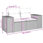 10-teiliges Gartensofa-Set mit Kissen, grau, Polyrattan