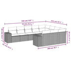 10-teiliges Gartensofa-Set mit Kissen, braun, Polyrattan
