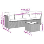 5-tlg. Garten-Sofagarnitur mit Kissen Hellgrau Poly Rattan