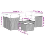 7-tlg. Garten-Sofagarnitur mit Kissen Schwarz Poly Rattan