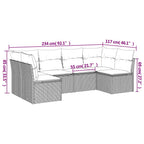 6-tlg. Garten-Sofagarnitur mit Kissen Schwarz Poly Rattan