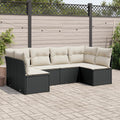 6-tlg. Garten-Sofagarnitur mit Kissen Schwarz Poly Rattan