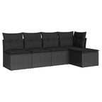 5-tlg. Garten-Sofagarnitur mit Kissen Schwarz Poly Rattan