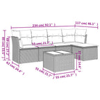 6-tlg. Garten-Sofagarnitur mit Kissen Hellgrau Poly Rattan