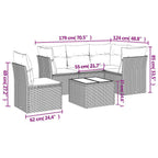 6-tlg. Garten-Sofagarnitur mit Kissen Braun Poly Rattan