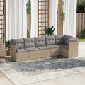 6-tlg. Garten-Sofagarnitur mit Kissen Beige Poly Rattan