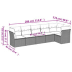 6-tlg. Garten-Sofagarnitur mit Kissen Braun Poly Rattan