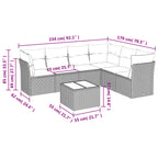 7-tlg. Garten-Sofagarnitur mit Kissen Beige Poly Rattan