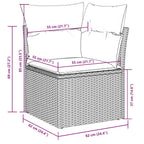 7-tlg. Garten-Sofagarnitur mit Kissen Hellgrau Poly Rattan
