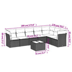 8-tlg. Garten-Sofagarnitur mit Kissen Braun Poly Rattan