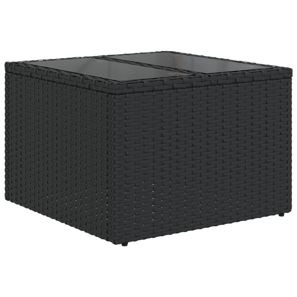 12-teiliges Gartensofa-Set mit Kissen, schwarzes Polyrattan
