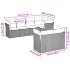 7-tlg. Garten-Sofagarnitur mit Kissen Grau Poly Rattan