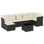 8-tlg. Garten-Sofagarnitur mit Kissen Schwarz Poly Rattan