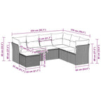 7-tlg. Garten-Sofagarnitur mit Kissen Hellgrau Poly Rattan