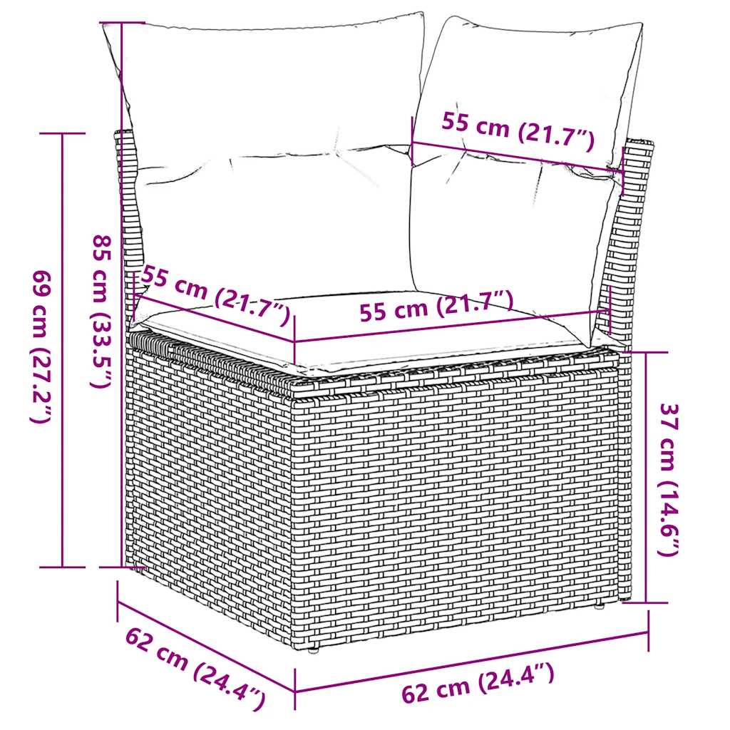 6-tlg. Garten-Sofagarnitur mit Kissen Braun Poly Rattan