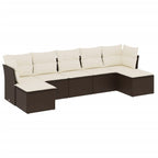 7-tlg. Garten-Sofagarnitur mit Kissen Braun Poly Rattan