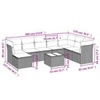 9-tlg. Garten-Sofagarnitur mit Kissen Schwarz Poly Rattan